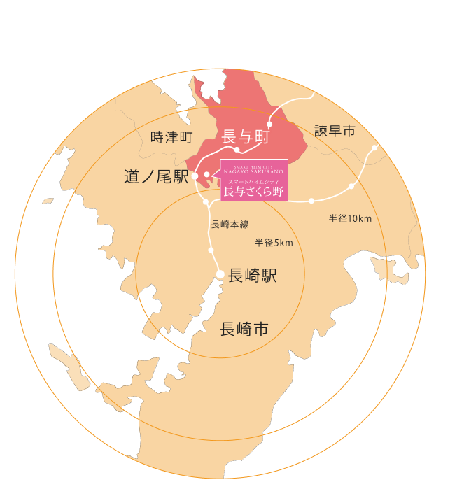 長崎県の詳細地図とさくら野の位置